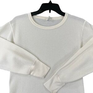 Vintage 90s Morgan Mills Thermal Shirt Mens XL Waffle Knit Cream Layering Warmth